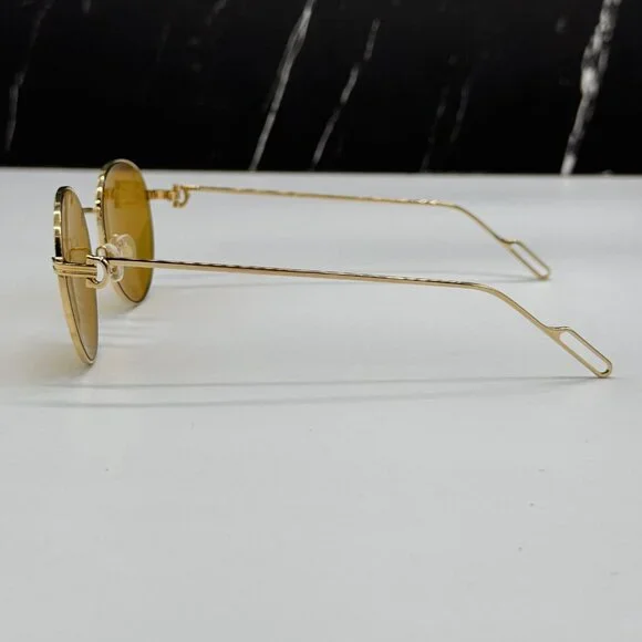 NEW CARTIER CT0249S 004 UNISEX GOLD ROUND SUNGLASSES CARTIER CT0249S - Picture 6 of 11